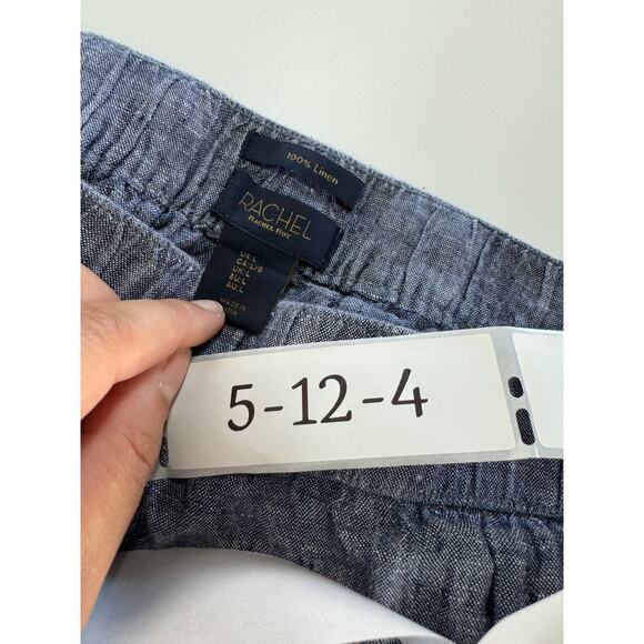 Rachel Roy Pants Womens Large Blue Cropped Ankle Mid Rise‎ Linen - Picture 3 of 6
